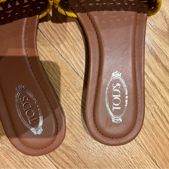 Auth TOD'S - Brown Dark yellow Leather Women's Sandals sz 6.5 - Picture 3 of 7